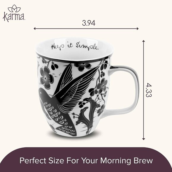 Gifts 16 oz Black and White Boho Mug Hummingbird - Cute Coffee and Tea Mug - Cer - Picture 3 of 8